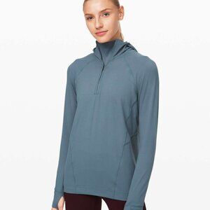 BNWT  Lululemon Warm Stabilizer 1/2 Zip Hoodie Blue Charcoal - size 4